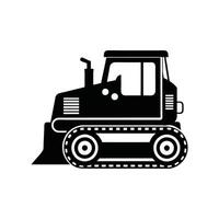A black and white image of a bulldozer vector