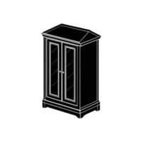 A black and white illustration of a tall cabinet vector