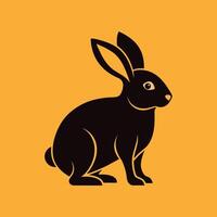 Black rabbit on yellow background vector