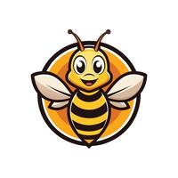A cartoon bee mascot with a smile on its face vector