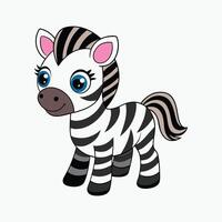 A cartoon zebra standing on a white background vector