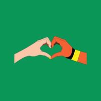 Two hands making a heart shape with the flag of germany vector