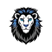 Lion head with blue eyes on a white background vector