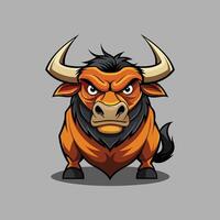 An angry bull mascot on a gray background vector
