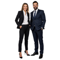 A man and woman in business attire standing next to each other png