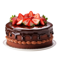Rich Chocolate Cake with Strawberries and Chocolate Ganache png