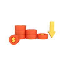 A stack of coins and an down arrow pointing up png
