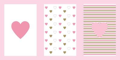 Modern beautiful patterns set with hearts, lovely cards, art, Valentine's day, nice love collection, design for decoration, wrapping paper, print, fabric or textile vector