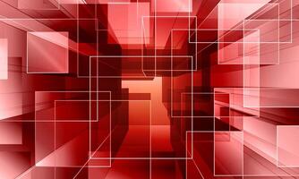 Red techno abstract background overlap layer on bright space with glowing squares decoration. glass dimension. vector