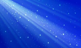 Shiny light rays with stars sparkle on blue background. soft light. vector