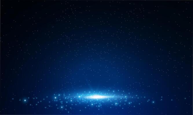 Blue glowing light glitter background effect. Magical star dust sparks light effect in explosion on black background.