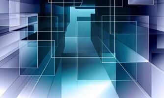 Blue techno abstract background overlap layer on bright space with glowing squares decoration. vector