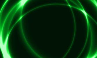 Light green twirl. curve light effect of green line. luminous green circle. soft color on black background. vector