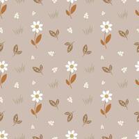 Seamless pattern with brown flowers on beige background vector