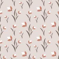 Seamless pattern with tulips on a beige background vector