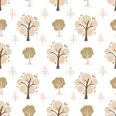 Seamless pattern with autumn trees on white background