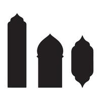 Arabic Islamic Windows Icon Set featuring a Mosque Minaret Silhouette, designed as an Illustration for Text Box Collection. vector