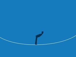 Businessman solves obstacles on a thin rope vector
