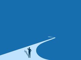 People standing on a lonely, long and difficult road. Business concept vector