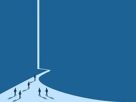 Group of people walking on a long and growing path vector