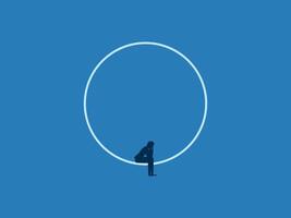 Sadness and sorrow, stressed businessman sitting in the same cycle of life vector
