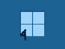 Sadness and sorrow, stressed businessman sitting at the window vector