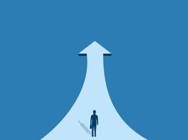 Development, Progress, Businessman Standing on Career Growth Arrow vector
