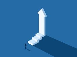 Development, Progress, man Walking Along The Arrow Grows vector