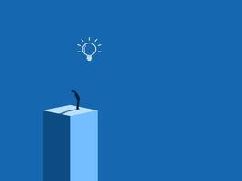 Discovering New Clear Knowledge, Man Looking at Light Bulb vector