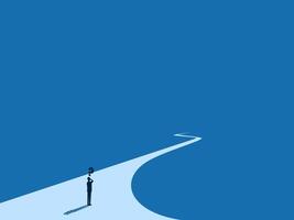 New journey, future problems, people standing on a long road vector