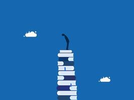 Research, Advanced learning, man standing on a pile of books vector