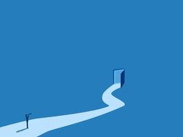 Man Looking At Telescope At Book And Imperfect Path vector