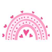 A rainbow with hearts around it png