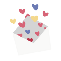 An open envelope with hearts flying out of it png