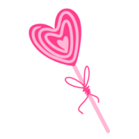 A pink lollipop with a heart shape on it png