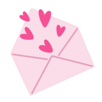 An open pink envelope with hearts in it png