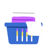 A basket with towels and a towel in it png