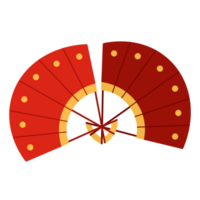 A red fan with gold dots on it png