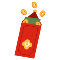 A red envelope with coins falling out png