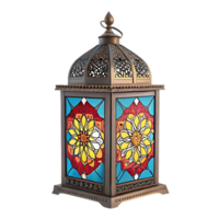A lantern with a colorful stained glass window isolated on Transparent background png