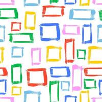 Hand drawn ink squares and rectangles seamless pattern. Trendy colorful doodles and brush marks. Simple abstract background. Great for textile, fabric, wallpaper, wrapping, scrapbook and packaging vector