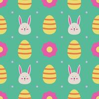 Seamless Easter pattern featuring bunny faces vector