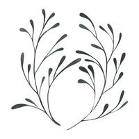 Black graceful thin abstract twigs. Hand drawn watercolor illustration for day of the dead, halloween, Dia de los muertos. Isolated object on a white background. vector