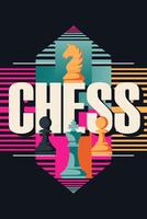 Retro style poster text chess. Modern abstract sport background. Trendy geometric shapes. vector