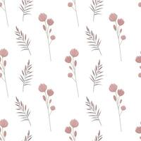 Delicate background with pastel colored meadow flowers. Gentle botanical seamless pattern. vector