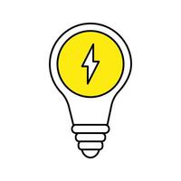 lightbulb with yellow lightning bolt icon vector