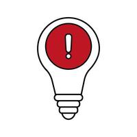 lightbulb with red exclamation mark icon vector