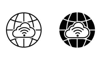 globe with cloud and wifi symbol vector