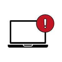 laptop with red exclamation mark icon vector