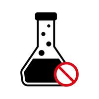 chemical flask with liquid and warning sign icon vector